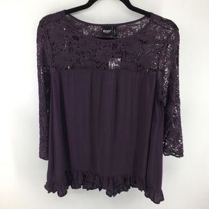 Cruel Plum Rayon & Lace Top NWT